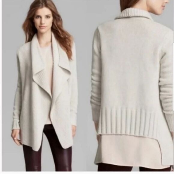 Vince Beige Wool Yak Blend Open Front Cardigan Sweater Size S - Picture 1 of 10
